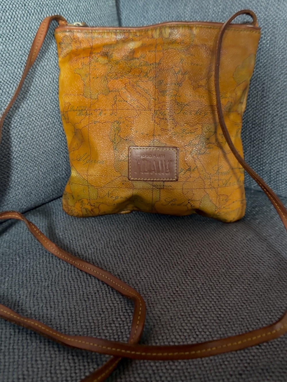 Vintage Alviero Martini 1a Classe Geo Map Print Crossbody Bag